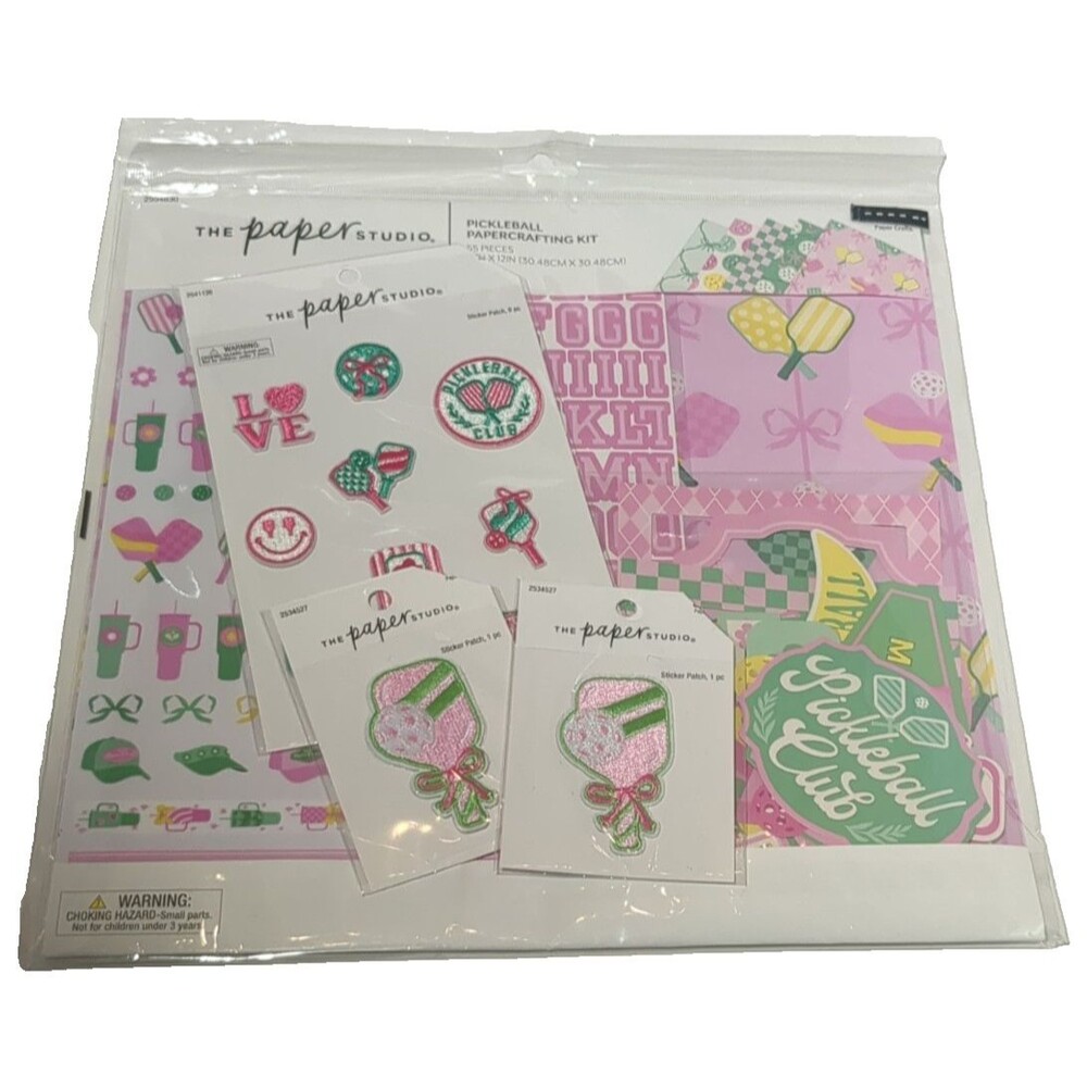 NEW The Paper Studio Pickleball Scrapbooking Kit Papers Stickers Patches Pages
